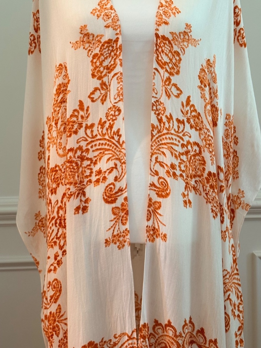 Kimono Floral Beach Coverup Large Print One Size Damask Resort - Picture 3 of 13